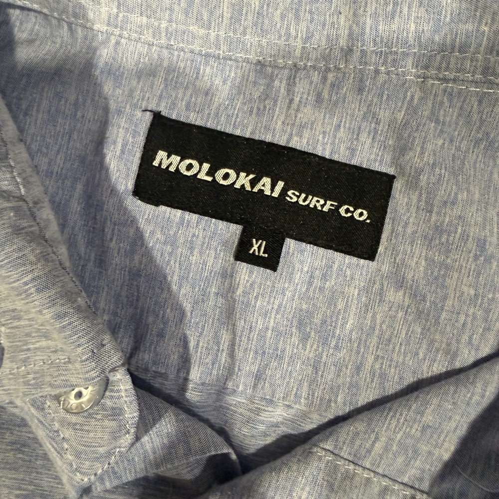 Molokai Surf Co Shirt Men's XL Blue Heather Casual Button Down Short Sleeve - Picture 2 of 9